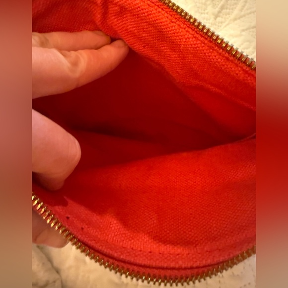 Spartina 449 Natural Linen & Leather Red/Black Geometric Clutch - NWOT - Picture 7 of 12